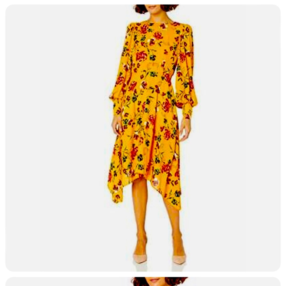 Donna Morgan Yellow Floral Long Sleeve Dress size 12